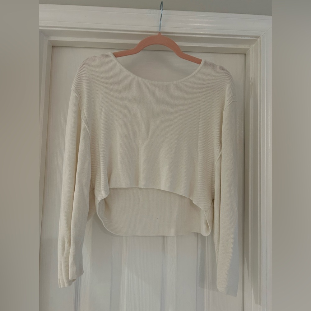 White cream long sleeve Zara top